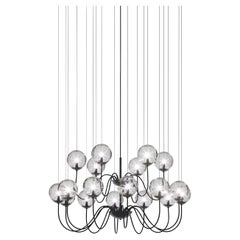 Vistosi Puppet Pendant Light in Crystal Transparent Glass And Matt Black Frame