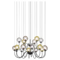 Vistosi Puppet Pendant Light in Multicolor Glass And Matt Black Frame