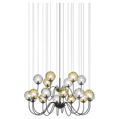 Vistosi Puppet Pendant Light in Multicolor Glass And Matt Black Frame