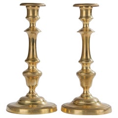 A Pair of 19th Century Brass Louis XVI Style Candlesticks