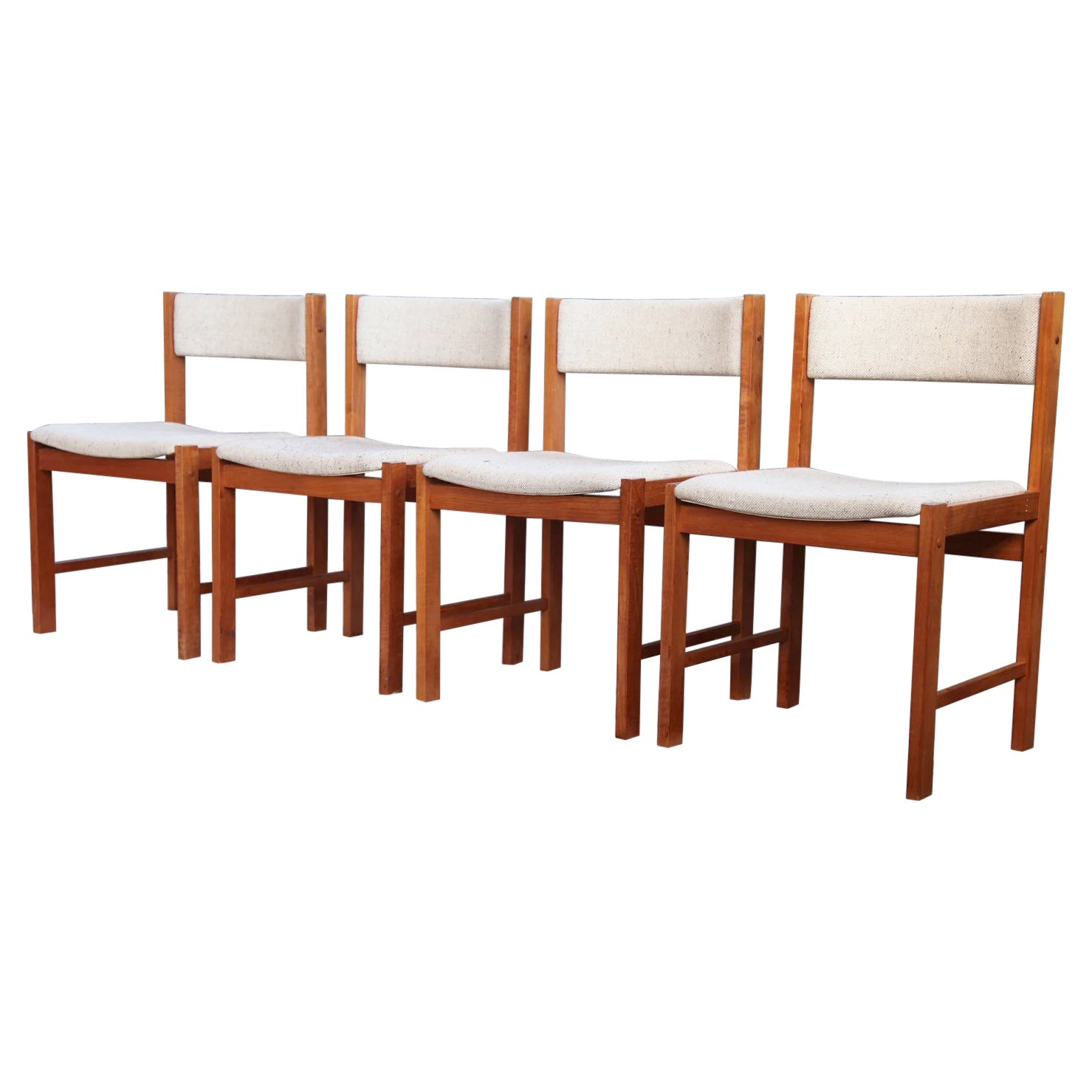 Classic Scandinavian Design Mid Century Danish Teak Chairs Wool Upholstery - Set For Sale