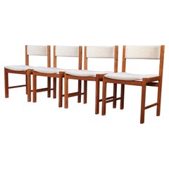 Retro Classic Scandinavian Design Mid Century Danish Teak Chairs Wool Upholstery - Set