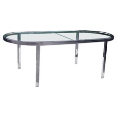 1970s Mid-Century Dia Chrome & Glass Dining Conference Table