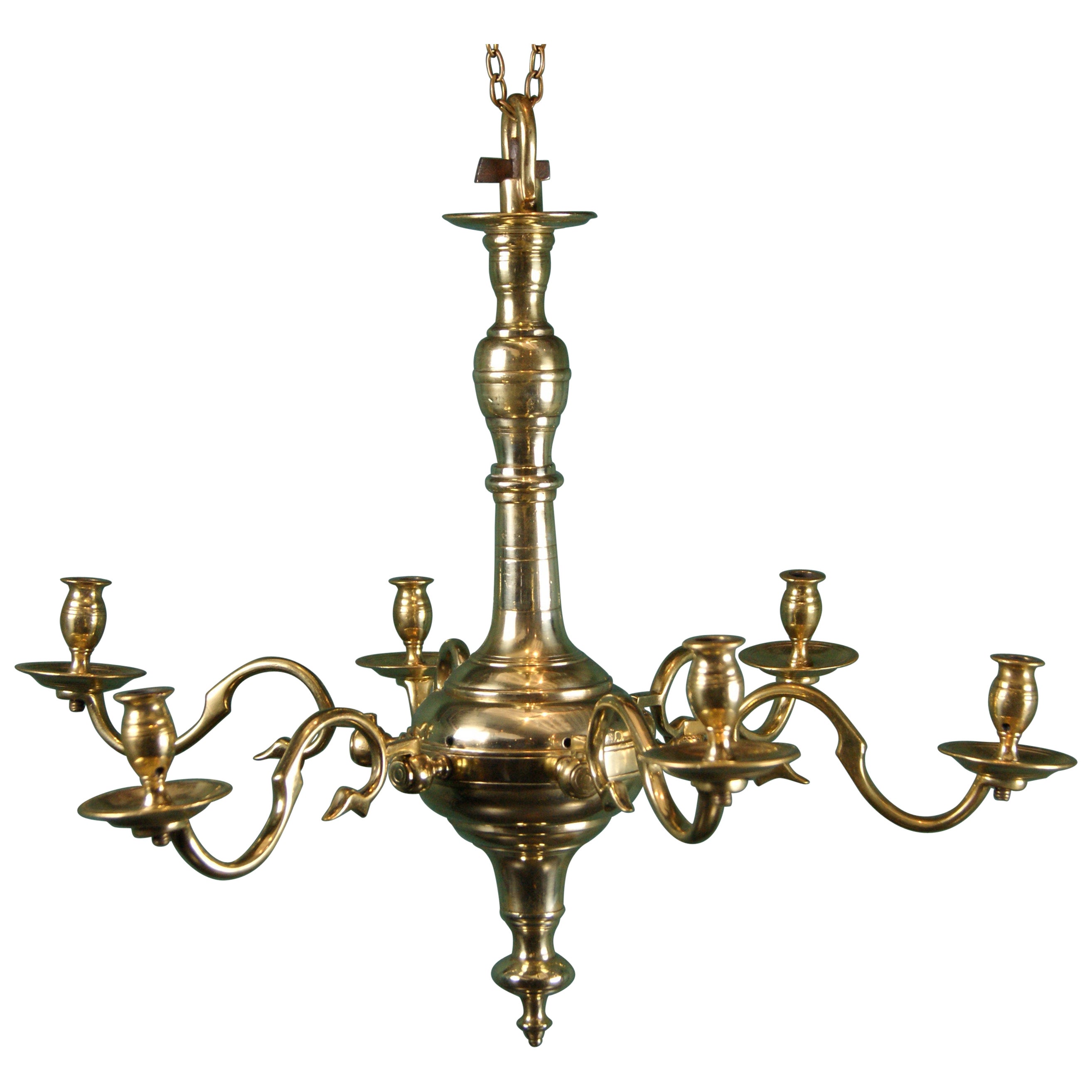 18th Century English Brass Chandelier For Sale