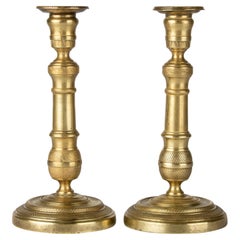 Pair of 19th Century Brass Louis XVI Style Candlesticks