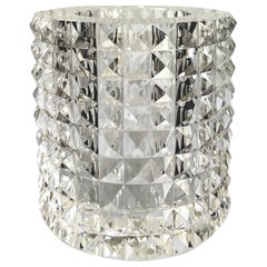  Veritas Home - Large Contemporary Clear Optical Glass Pyramid Vase 
