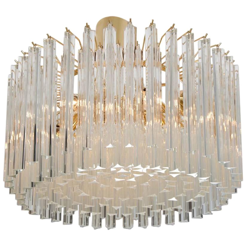 Lámpara de tambor italiana de Murano con marco dorado en venta