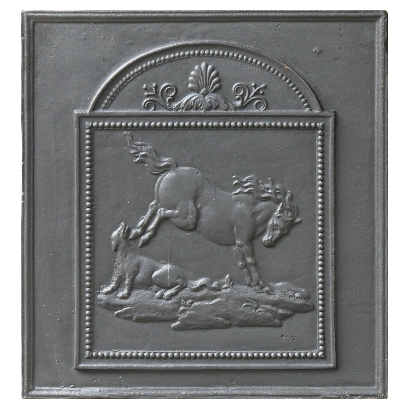 French Napoleon III 'Horse' Fireback / Backsplash, 19th Century For Sale