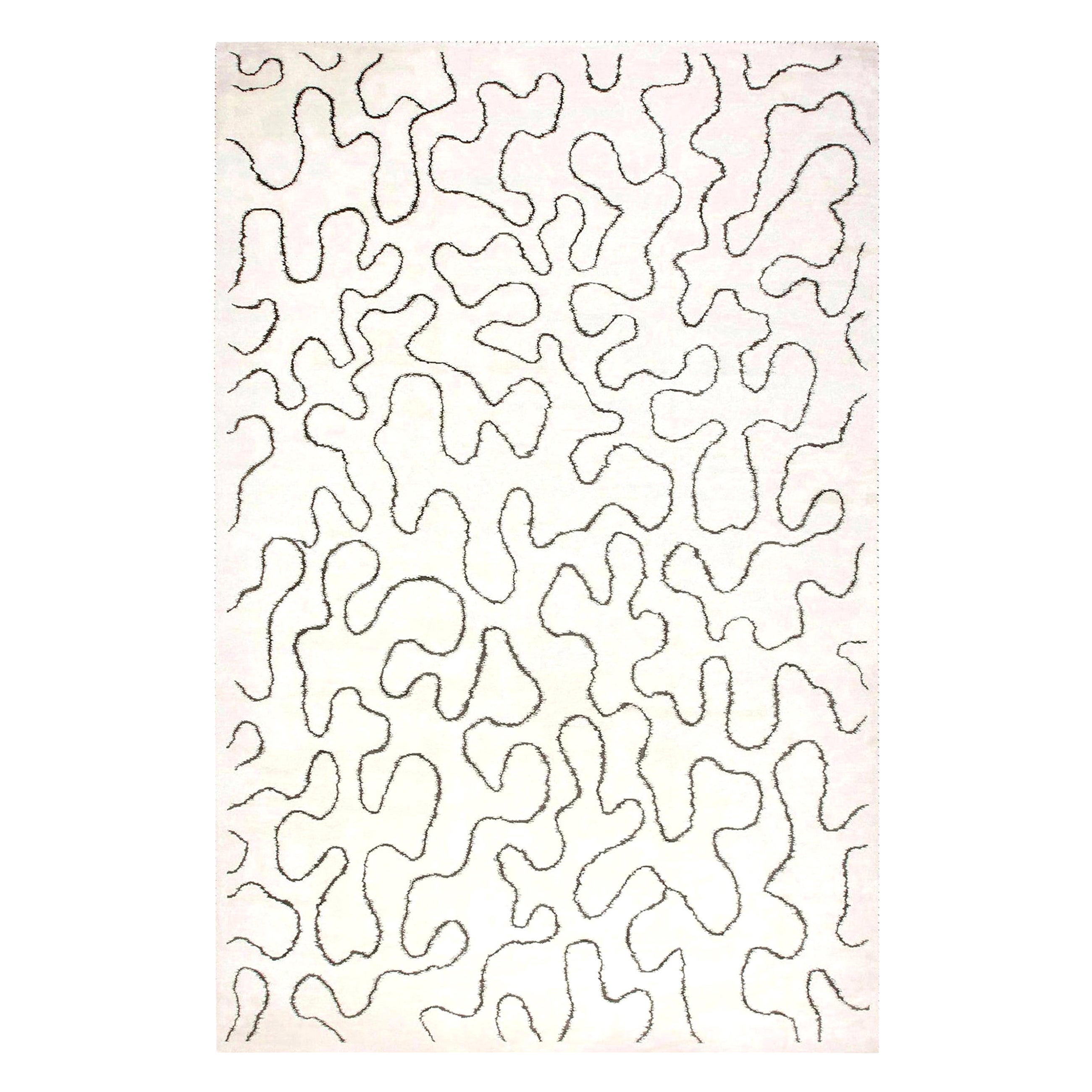 Contemporary Floral Design Handmade Wool Rug by Doris Leslie Blau For