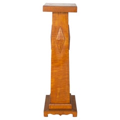 English Column Pedestal Stand in Tiger Mable Wood