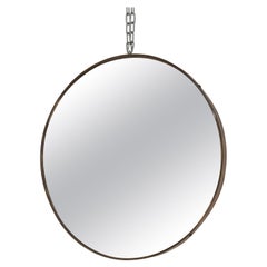 Italian Circular Brass Mirror, 1950s
