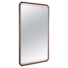 Retro Dino Cavalli Walnut Brass Mirrors (2) , Mid-Century Modern, Italy