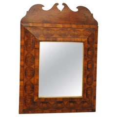 Antique Early 18th Century Oyster Veneer Cushion Mirror