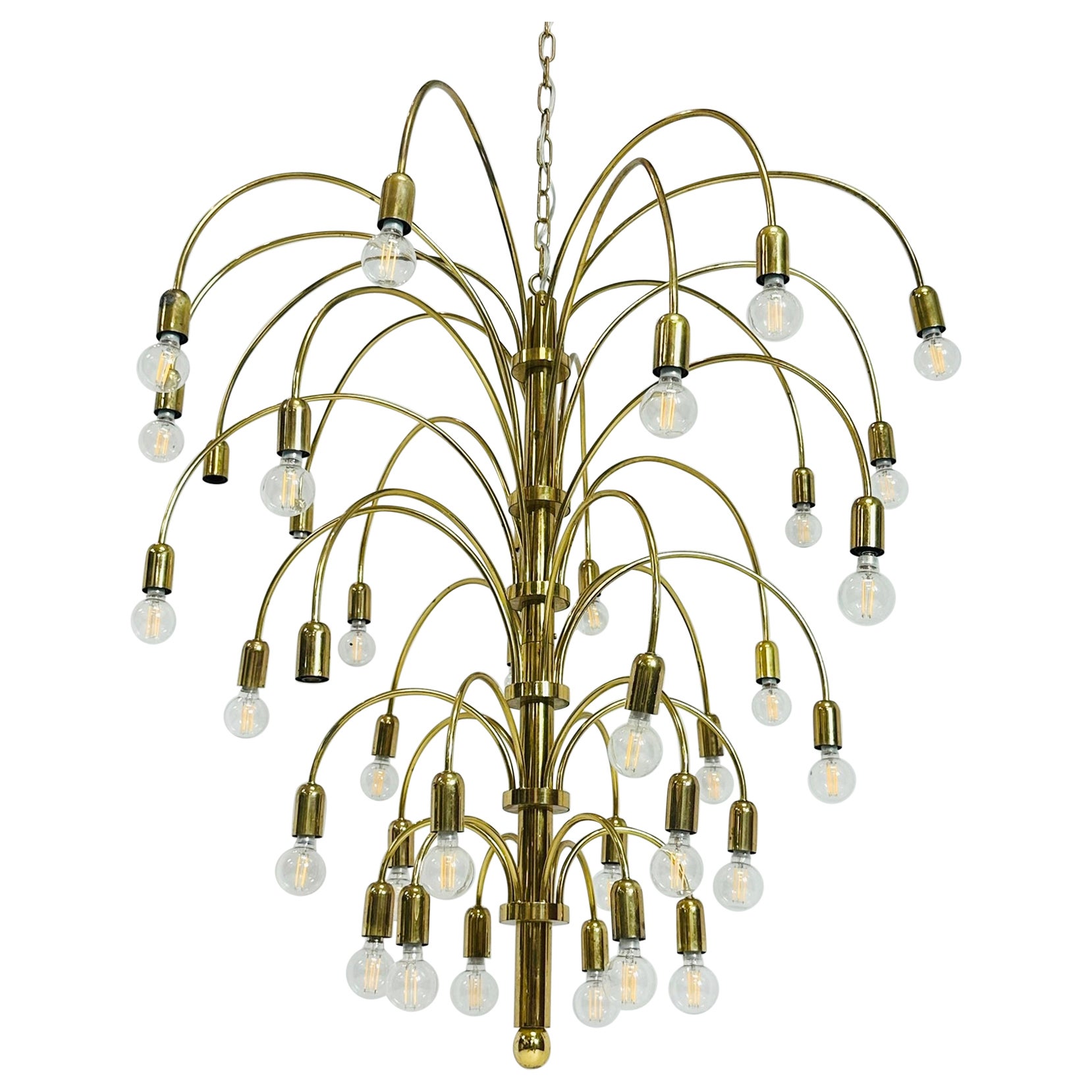 Large Brass Chandelier With 36 Arms/Lights, Circa 1960s