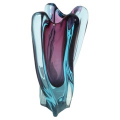 Large Fluid "Sommerso" Vintage Murano Glass Vase, in the Style of Flavio Poli