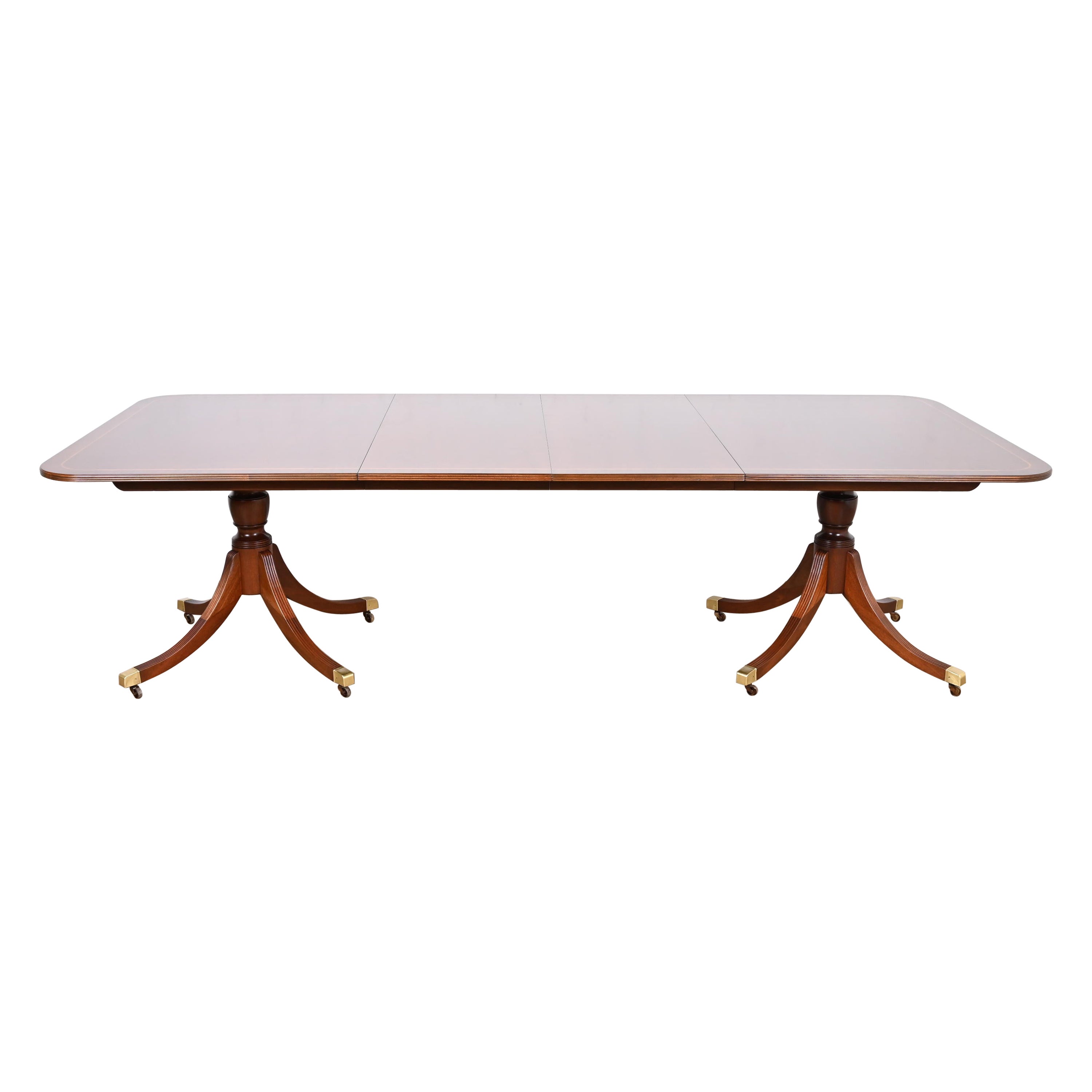 Baker Furniture Georgian Mahogany Double Pedestal Dining Table, Newly ...