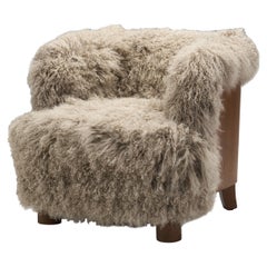 Vintage Easy Chair in Mongolian Shearling, Europe ca 1950s