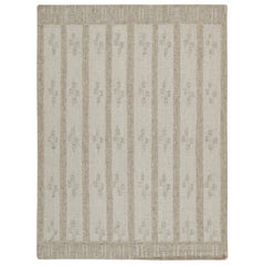Rug & Kilim’s Scandinavian Style Kilim with Greige and Off-White Stripes