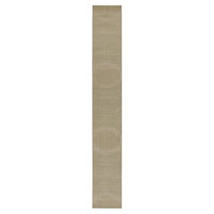 Rug & Kilim’s Distressed Style Extra-Long Runner in Beige with Green Dot Pattern