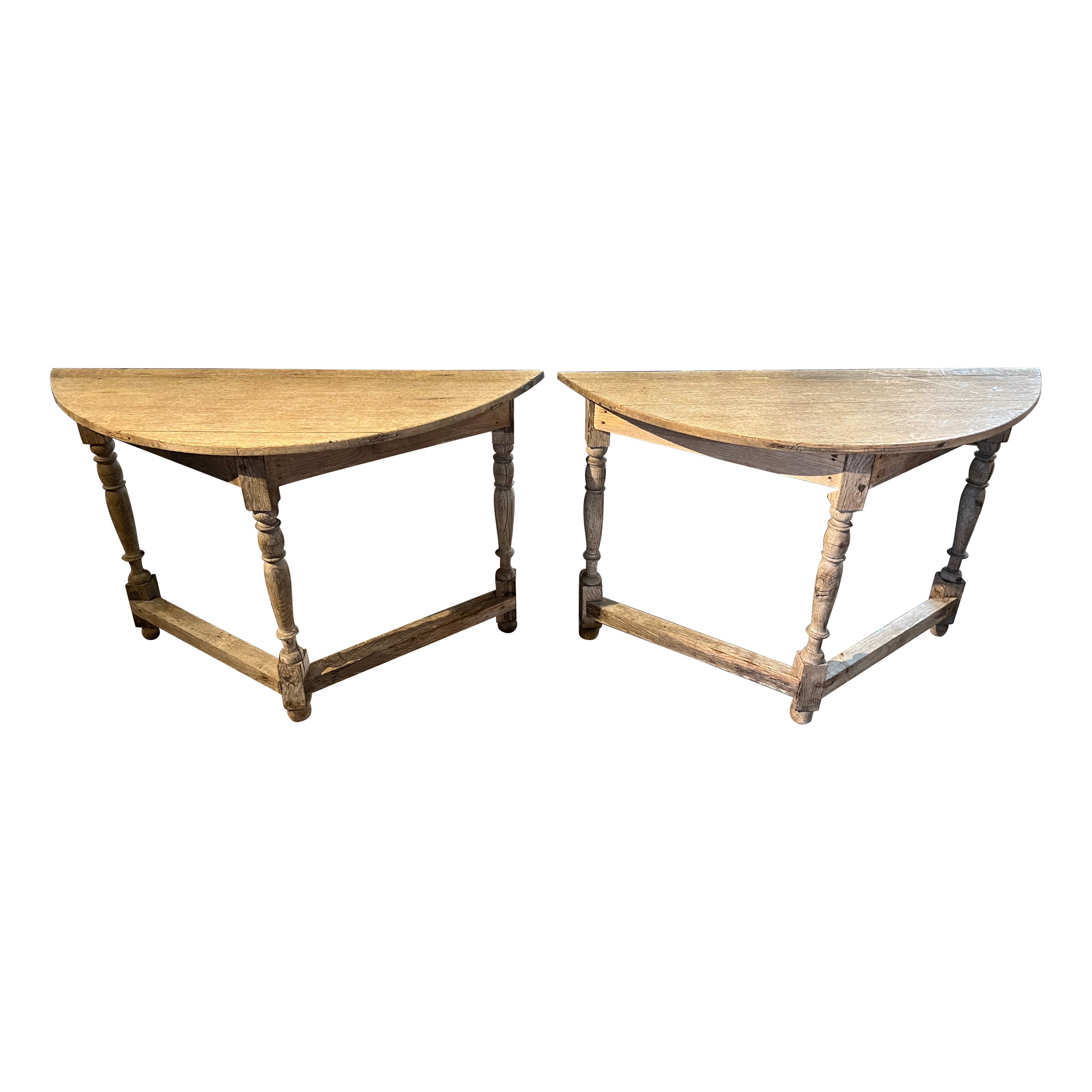 Pair of 19th Century French Demi Lune Console Tables