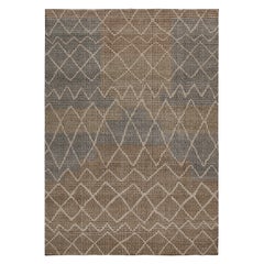 Rug & Kilim's Distressed Moroccan Style Rug en Beige, Blue and Grey Motif