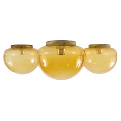 Large 1960s Helena Tynell Amber Glass Flush Mount