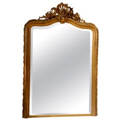 Miroir français en bois doré de style Louis XV, biseauté