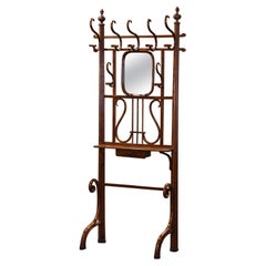 Early 20th Century Thonet Style Carved Bentwood Halltree with Lyre Motif