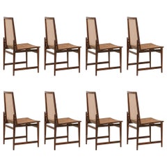 Retro Set of 8 Rosewood and Cane Chairs by Móveis Cantù, 1960s, Brazilian Midcentury