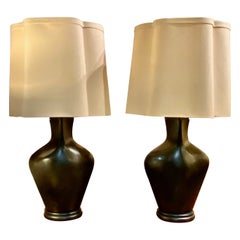 Pair Post-Modern Bronze Lamps