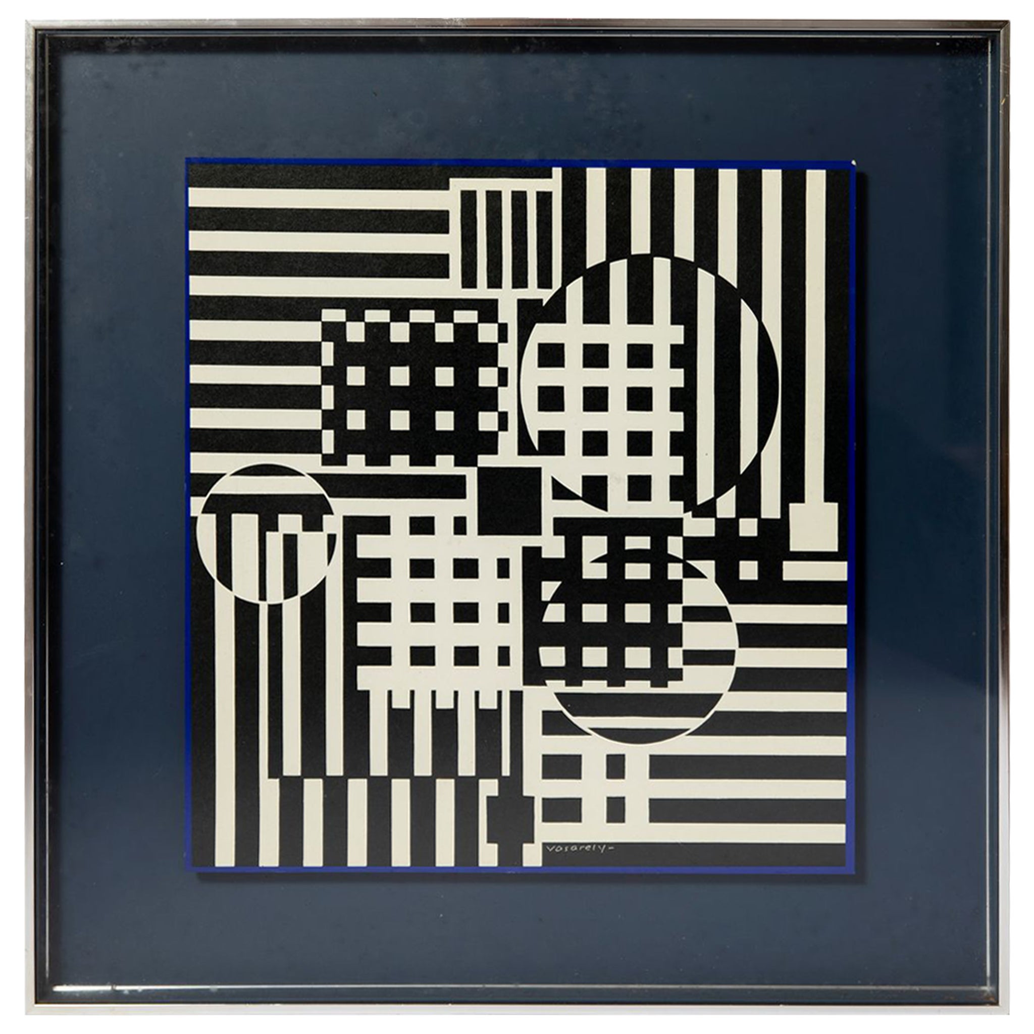 Gerahmter geometrischer Druck in Schachtel von Victor Vasarely