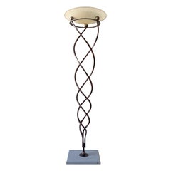 Antinea Torchere Forged Iron Stone and Murano Glass Floor Lamp by Jean-François