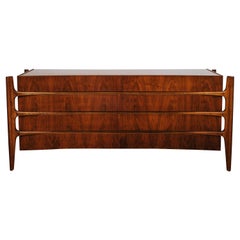 William Hinn Sculptural Modern Eight-Drawer Chest Of Drawers in Walnut, Fully Restored