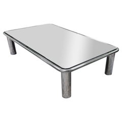 Table basse Sesann en chrome et verre de Gianfranco Frattini pour Cassina, 1968