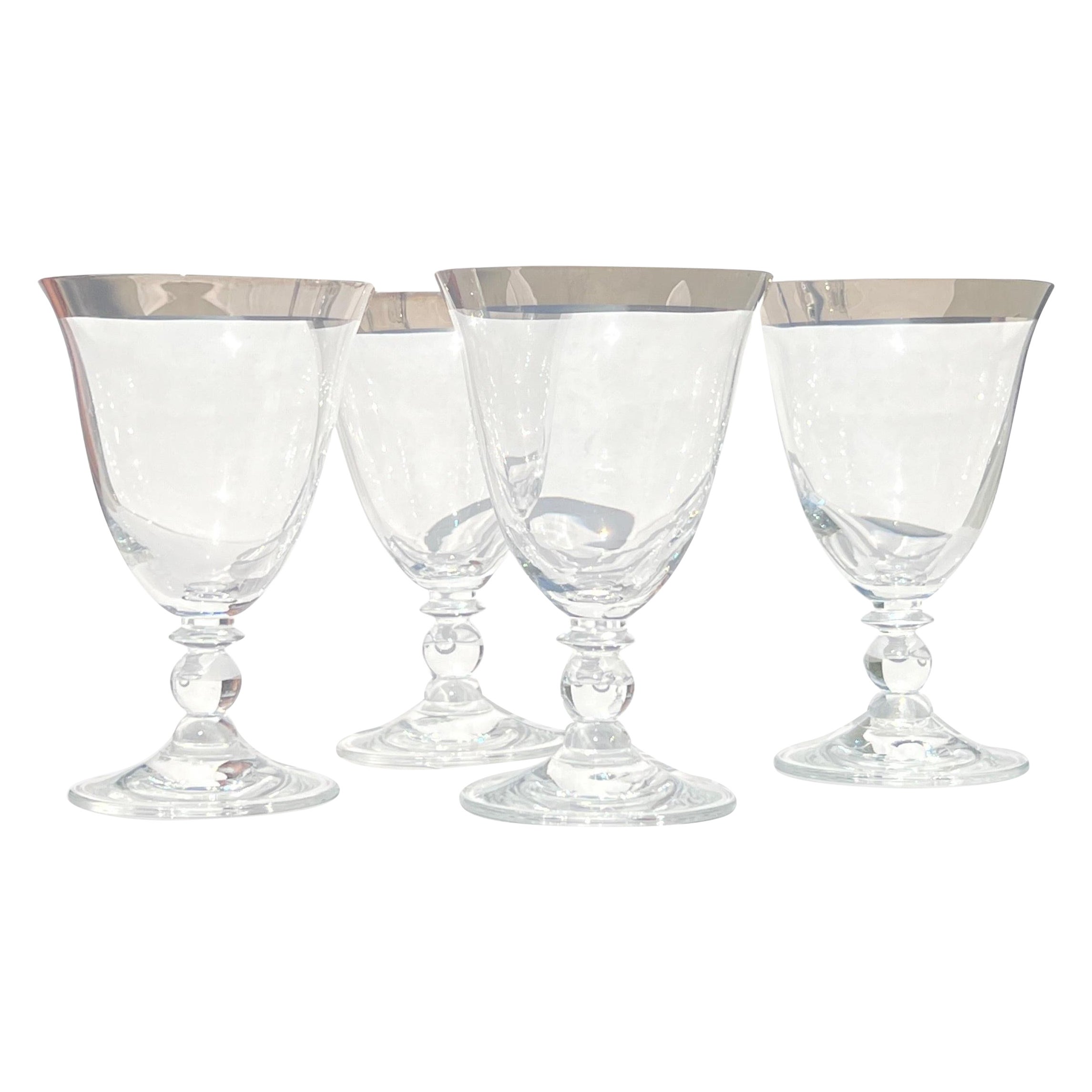 Set of Dorothy Thorpe Water Goblets with Silver Rim Design, c. 1970's