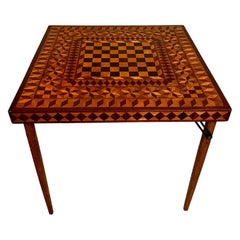 Portable Inlay Marquetry Wood Folding Game Table