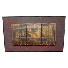 19th Century Chinese Gilt Inkwash Painted Screen