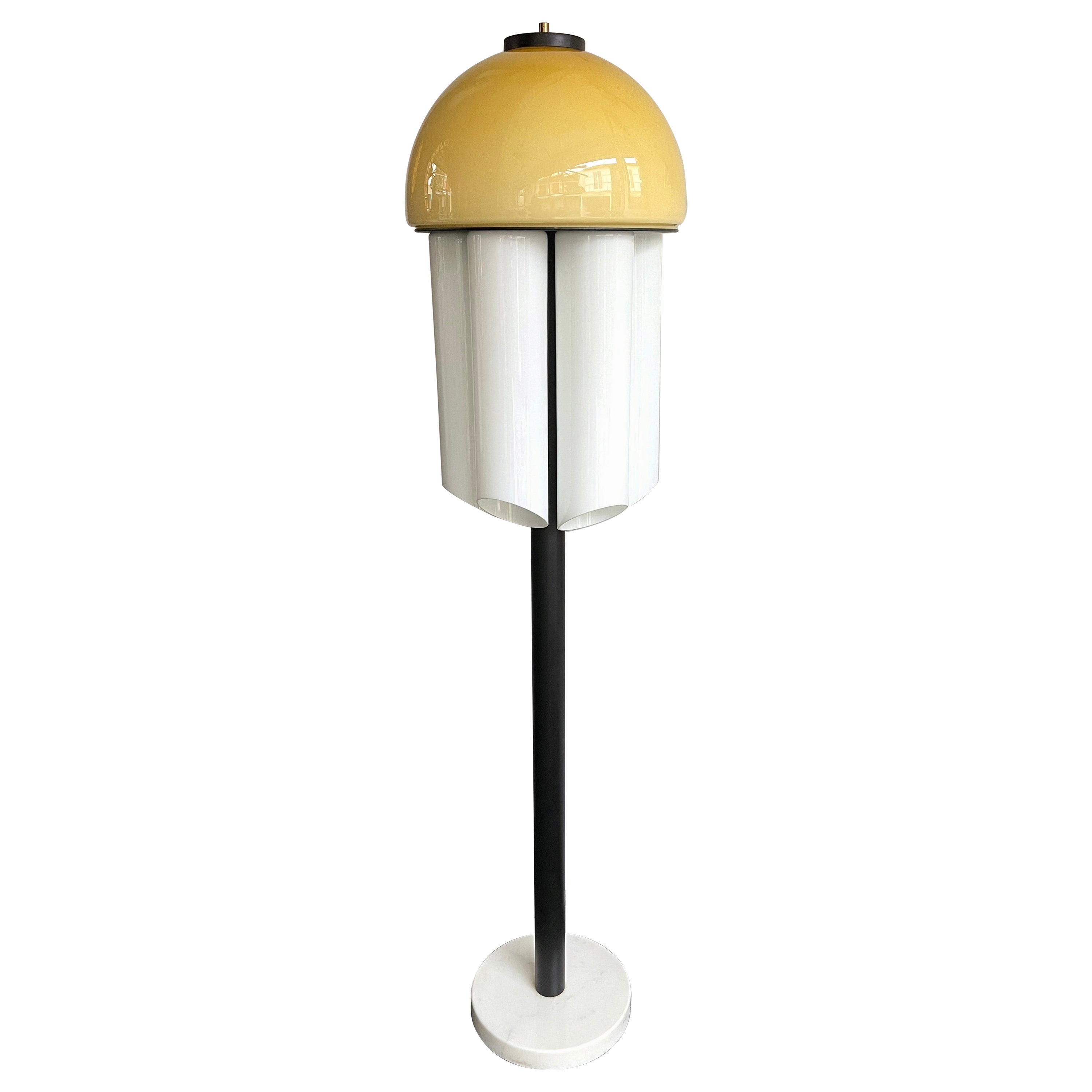 1970's Italian Metal and Glass Floor Lamp For Sale at 1stDibs