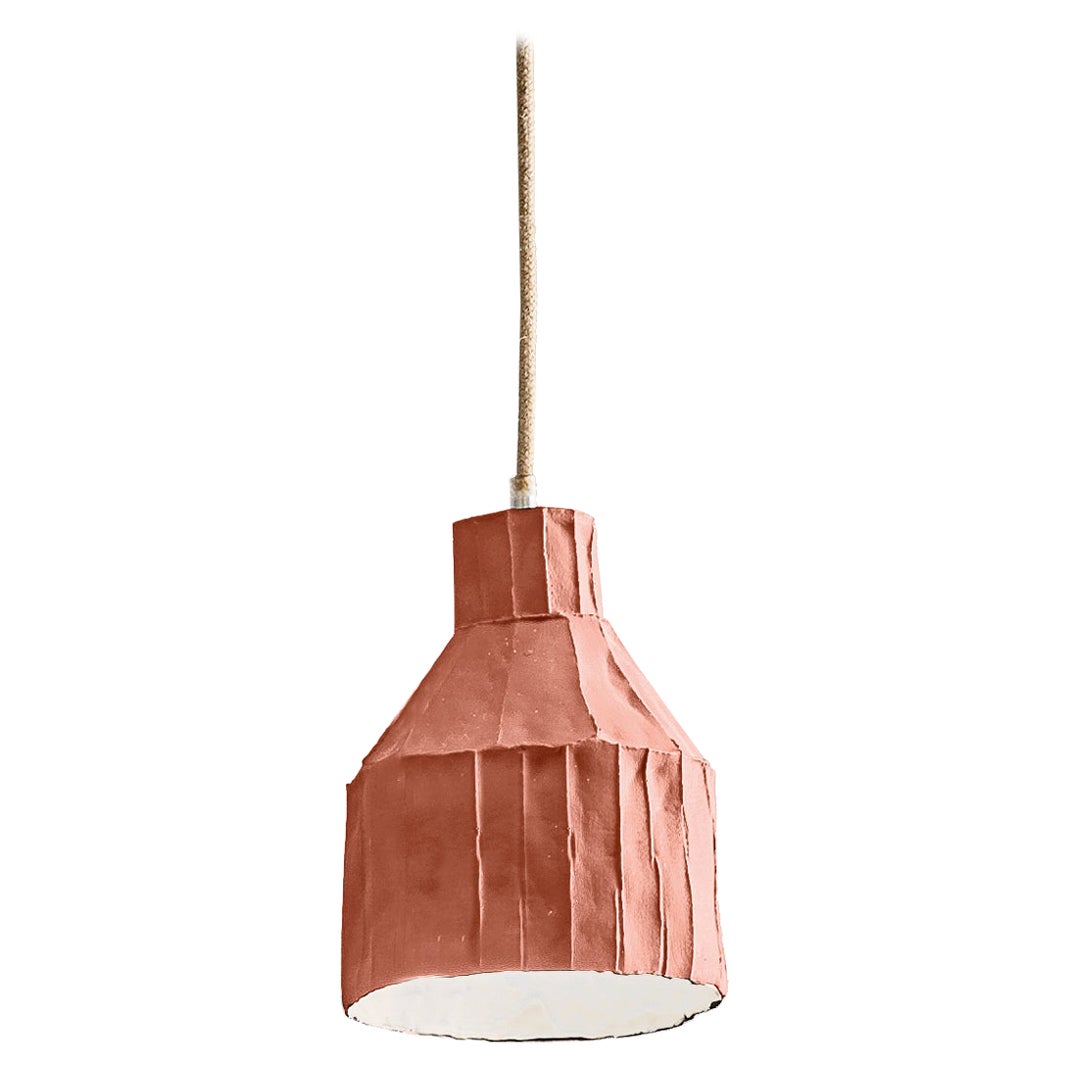 Lampe SUFI contemporaine en céramique couleur pêche texturée Corteccia en vente