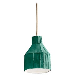 Contemporary Ceramic Green SUFI Lamp Corteccia Texture