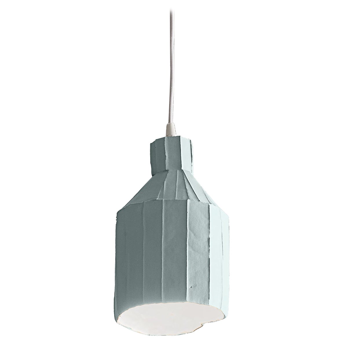 Lampe SUFI contemporaine en céramique gris clair/bleu texturé Corteccia en vente