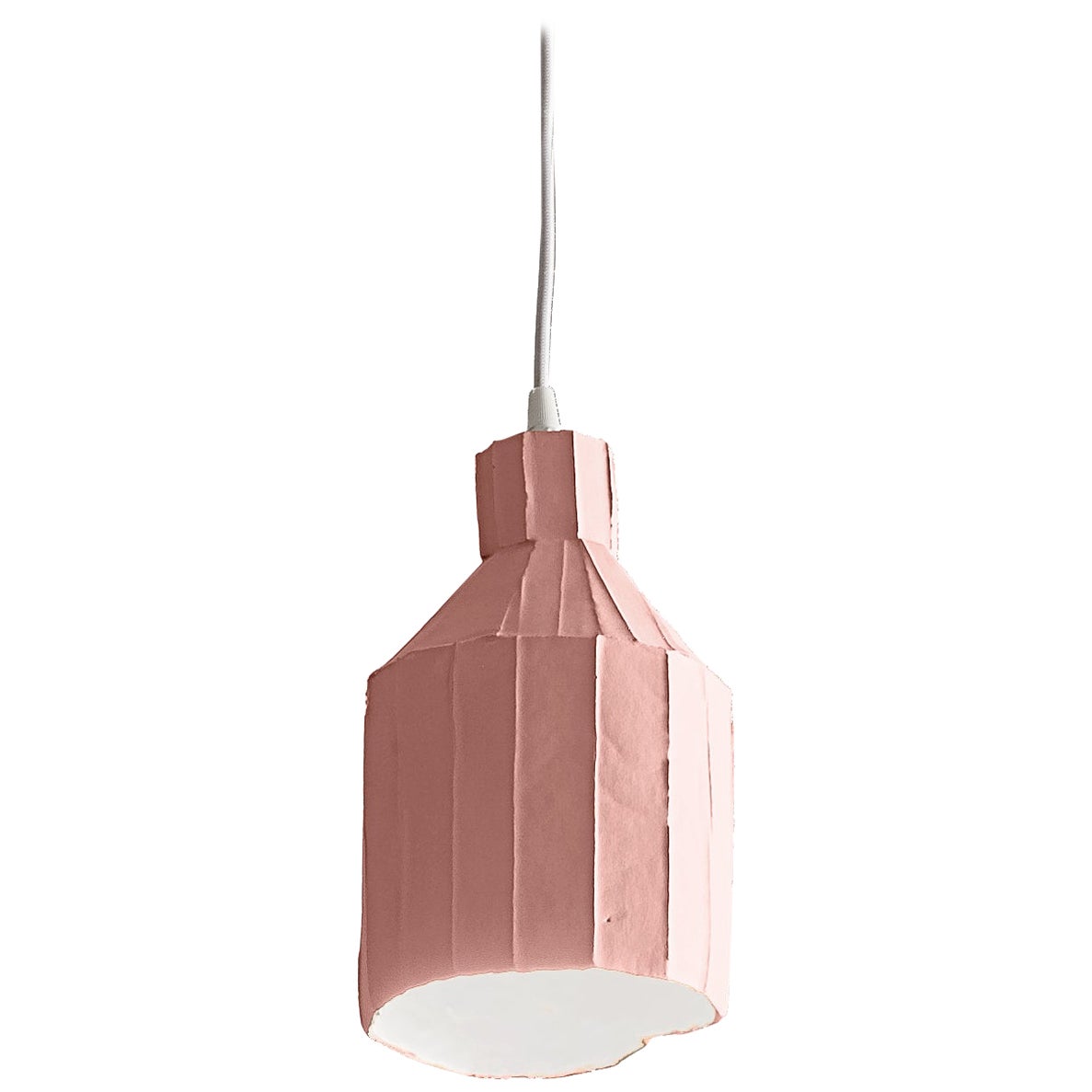 Lampe SUFI contemporaine en céramique couleur pêche claire texturée Corteccia en vente