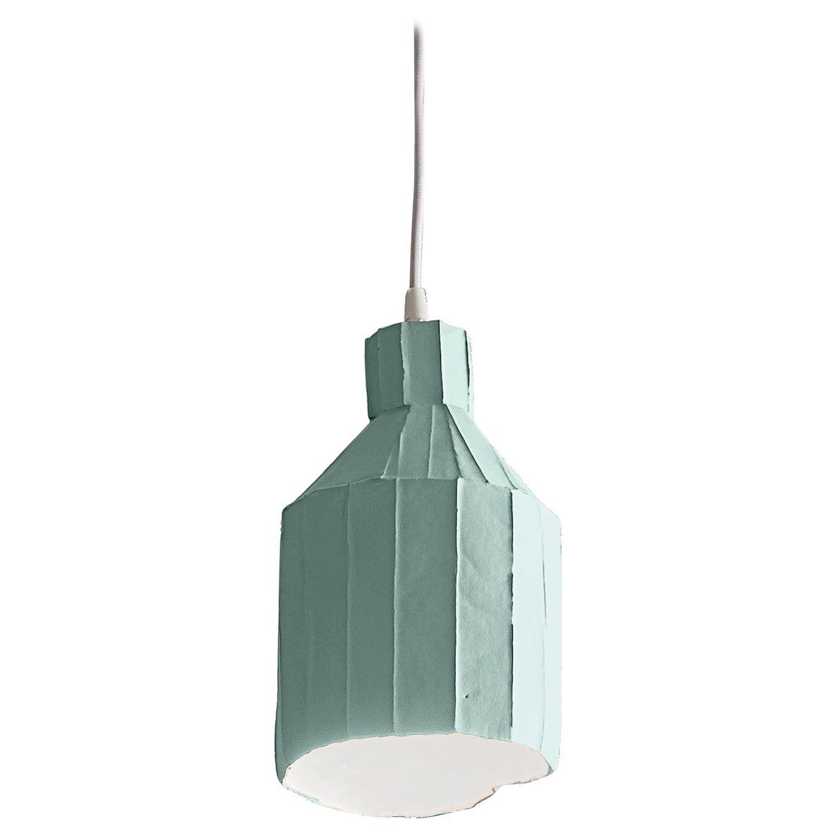 Contemporary Ceramic Light Teal SUFI Lamp Corteccia Texture For Sale