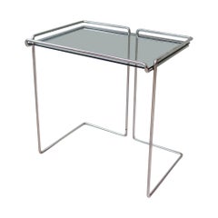 Small Side Table in Chromed Metal and Smoked Glass, 1970's