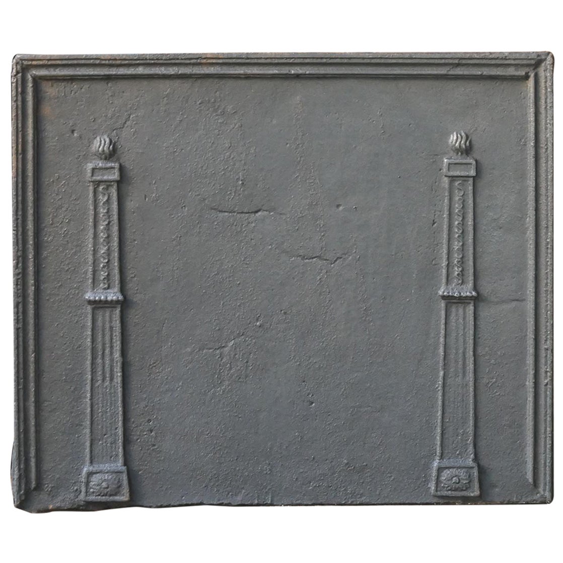 Antique French Neoclassical 'Pillars of Freedom' Fireback / Backsplash For Sale