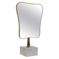 Vintage Table Mirror with Marble Base, Italy, 1960's