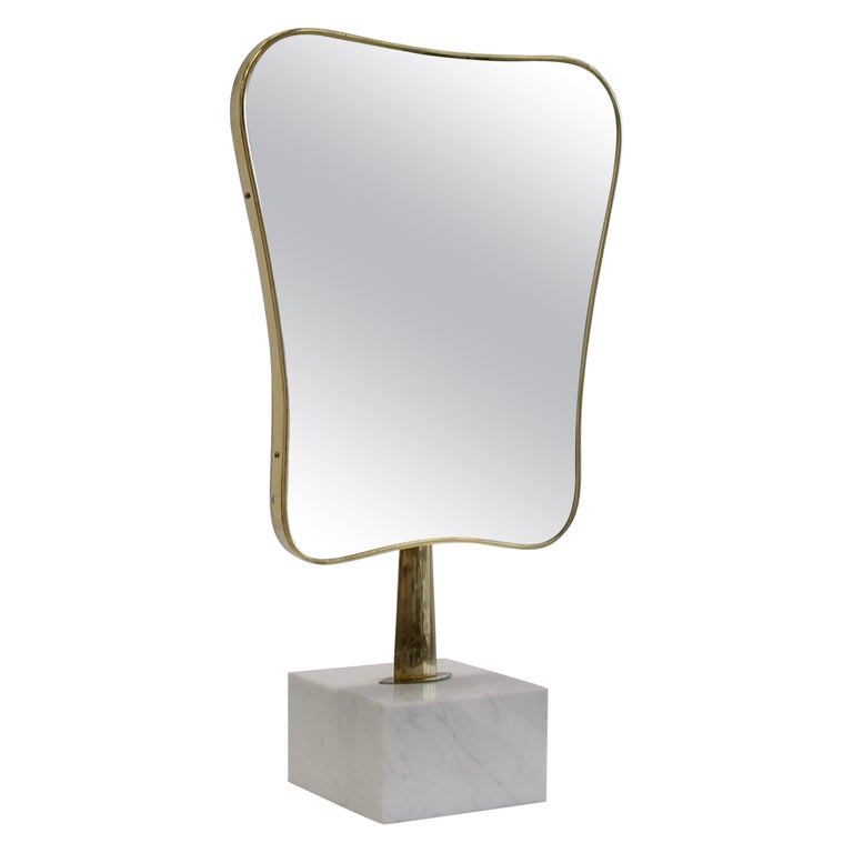 Vintage Table Mirror with Marble Base, Italy, 1960's For Sale at 1stDibs