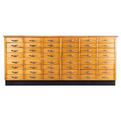 Vintage 1950 Pine 48 Drawer Laboratory Bank of Drawers