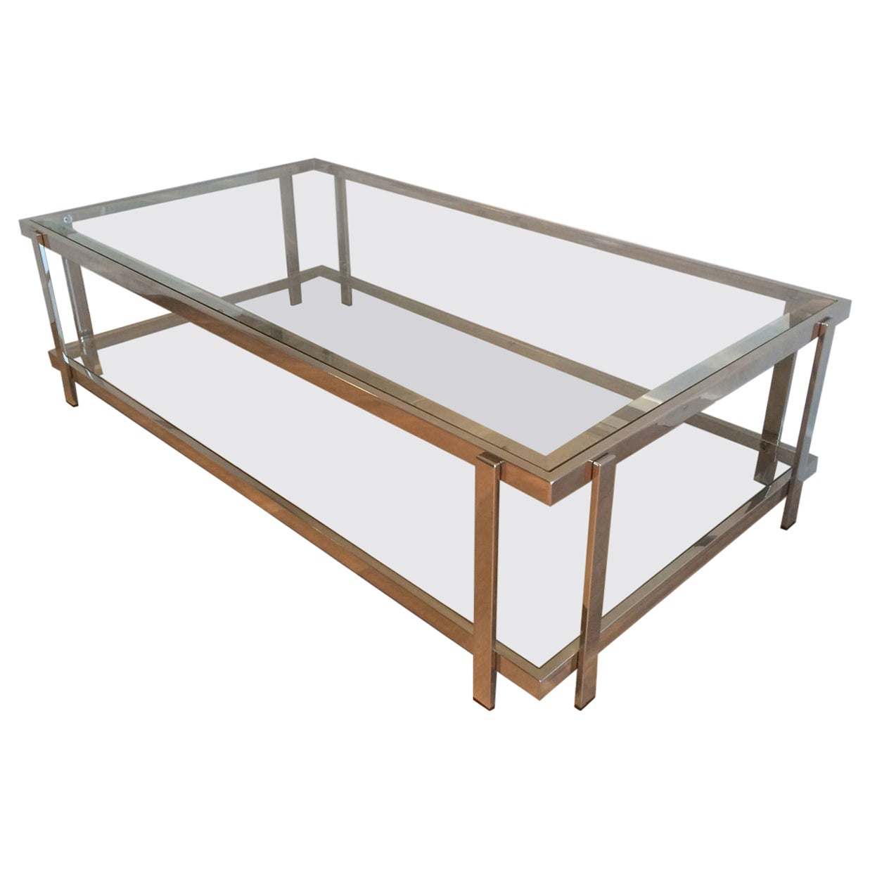 Large Chrome Coffee Table For Sale