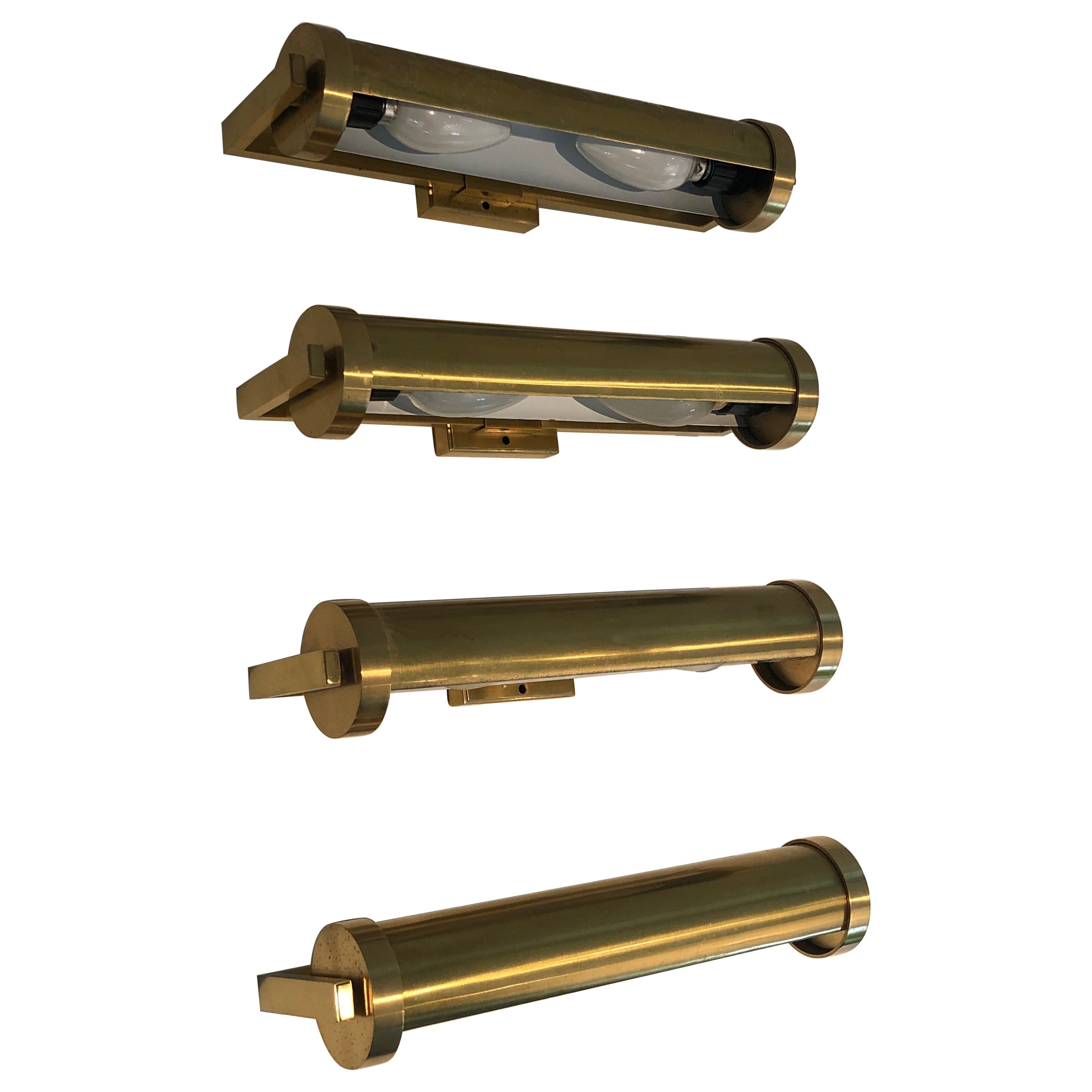 Set of Four Removable Brass Wall Sconces in the Style of Maison Perzel